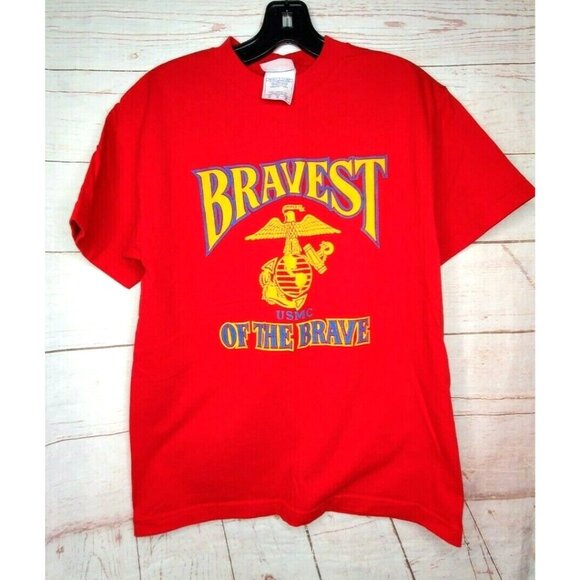 Alstyle Apparel & Activewear USMC Bravest Of The Brave Semper Fi Med Red T Shirt - Picture 3 of 10